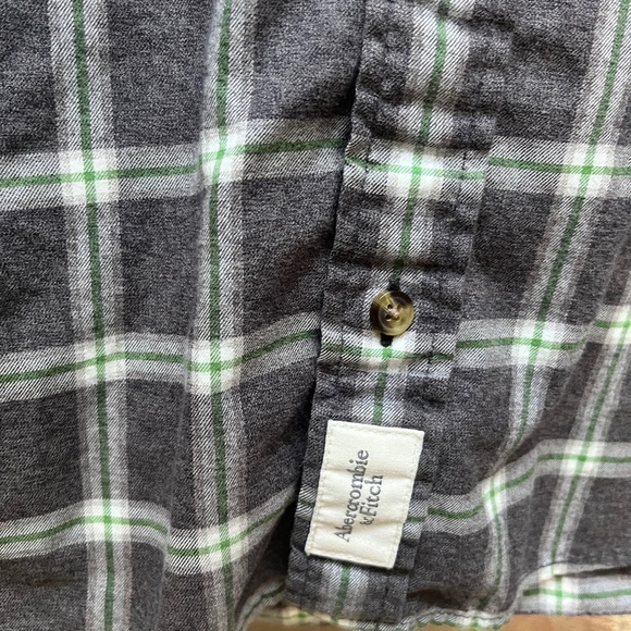Abercrombie & Fitch Gray and Green Plaid Shirt - Picture 6 of 6